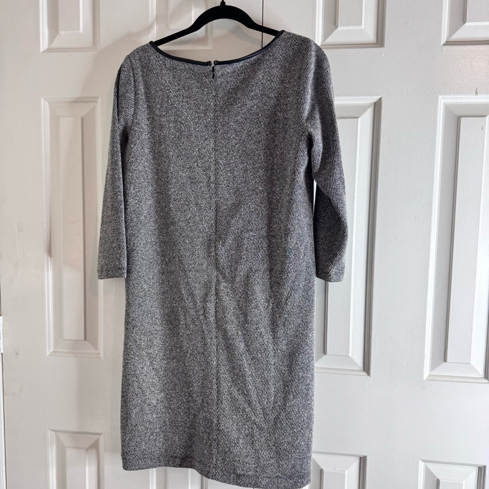 Ann Taylor Factory Tweed Shift Dress with Faux Leather Trim - Picture 8 of 10